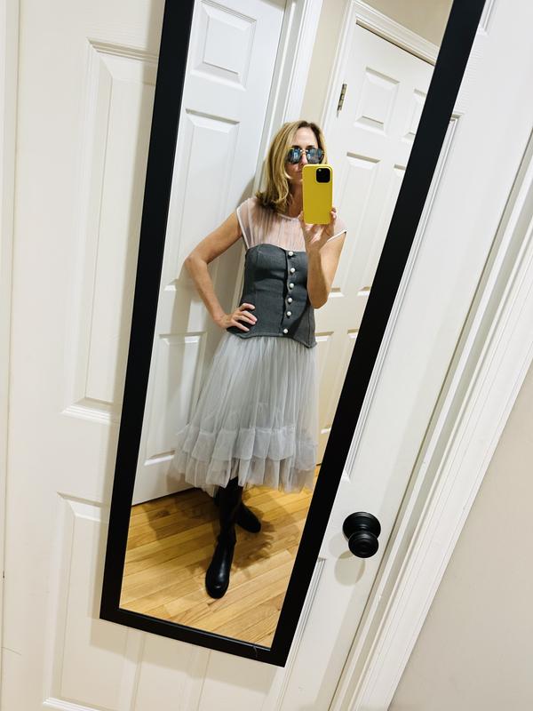 By Anthropologie Sheer Tulle Corset Twofer Midi Dress