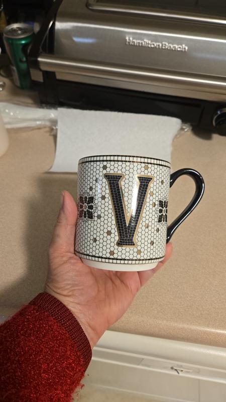 Bistro Tile Stoneware Mug: Monogram Edition | AnthroHome