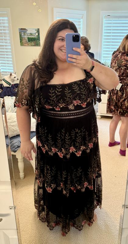 Bl-nk Emryn Embroidered Square-Neck Midi Dress | Anthropologie