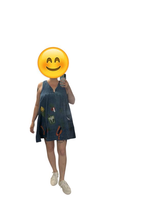 maeve veggie denim dress Maeve Sleeveless V-Neck Veggie Denim Mini Dress