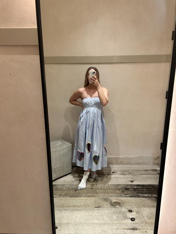 mare mare strapless cut out hearts a line midi dress Mare Mare Strapless Cut-Out Hearts A-Line Midi Dress