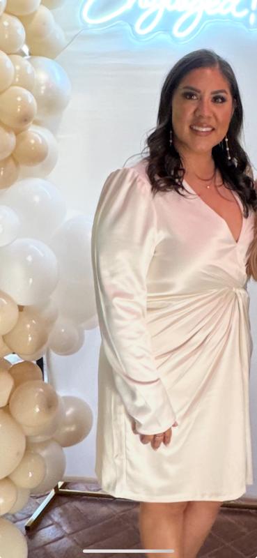 bhldn maya long sleeve twist satin mini dress BHLDN Maya Long-Sleeve Twist Satin Mini Dress