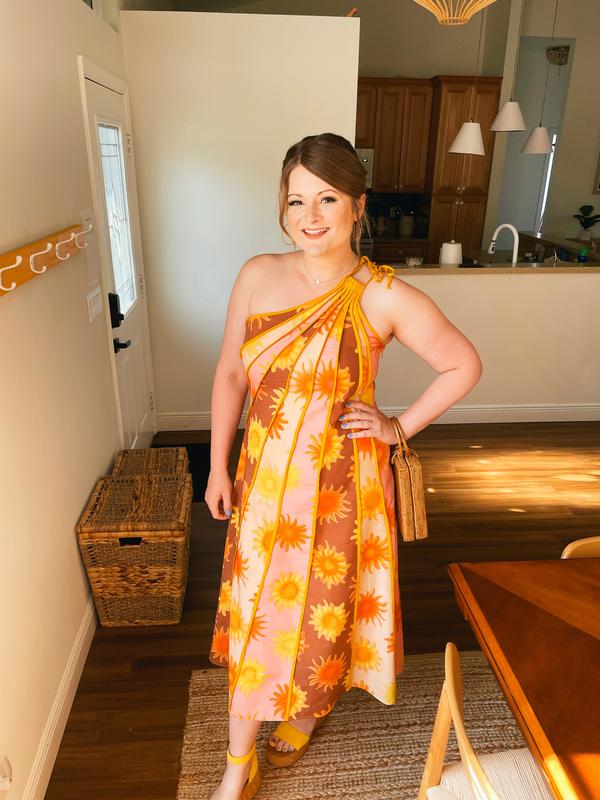 farm rio x anthropologie one-shoulder seamed a-line dress Farm Rio x Anthropologie One-Shoulder Seamed A-Line Dress