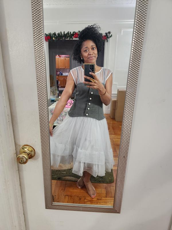 By Anthropologie Sheer Tulle Corset Twofer Midi Dress