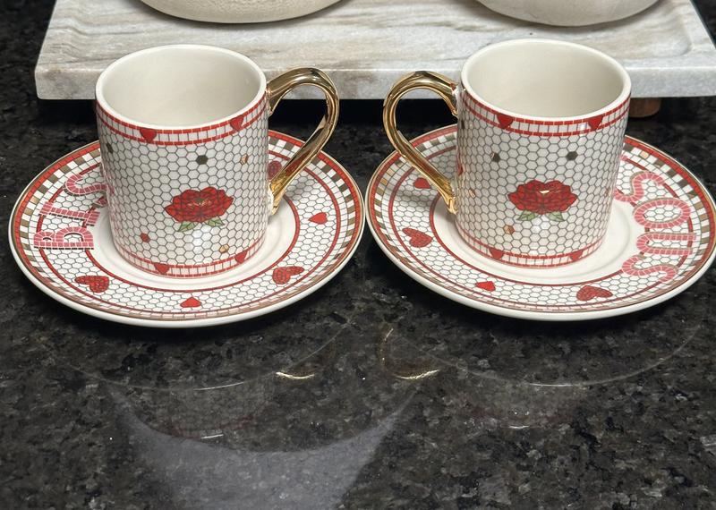 The Bistro Tile Stoneware Espresso Cup & Saucer: Valentine's