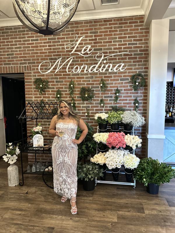 helsi catherine strapless sequin column midi dress Helsi Catherine Strapless Sequin Column Midi Dress - White