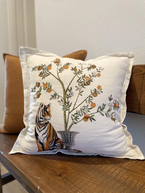 Menagerie Embroidered Cotton & Linen Pillow | AnthroHome