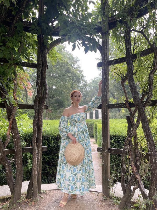 let me be long-sleeve printed midi dress Let Me Be Floral A-Line Midi Dress In White - 44% Off