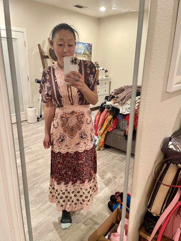 Farm Rio Glam Tapestry Laces Short-Sleeve Maxi Dress | Anthropologie