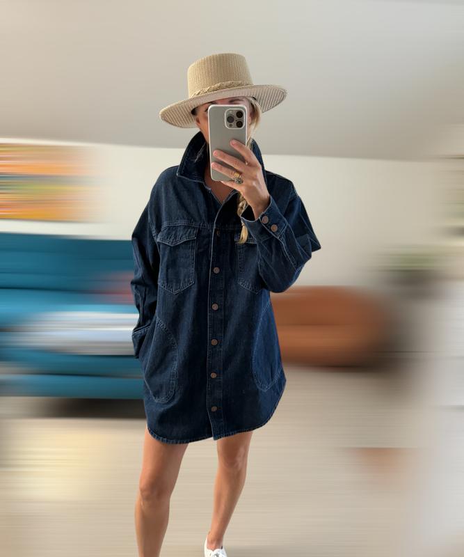 The Tillie Relaxed Denim Shacket by Pilcro | Anthropologie