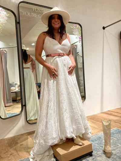 Sachin & Babi Penny V-Neck Jacquard Wedding Gown | Anthropologie