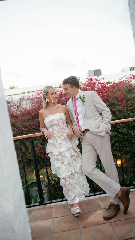 elliatt selene strapless 3d floral lace tiered maxi dress Elliatt Selene Strapless 3D Floral Lace Tiered Maxi Dress