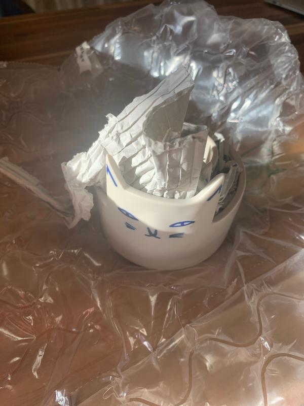 Anthropologie Measuring Cups KAYE BLEGVAD Set CATS Ivory Blue Stoneware NWT 