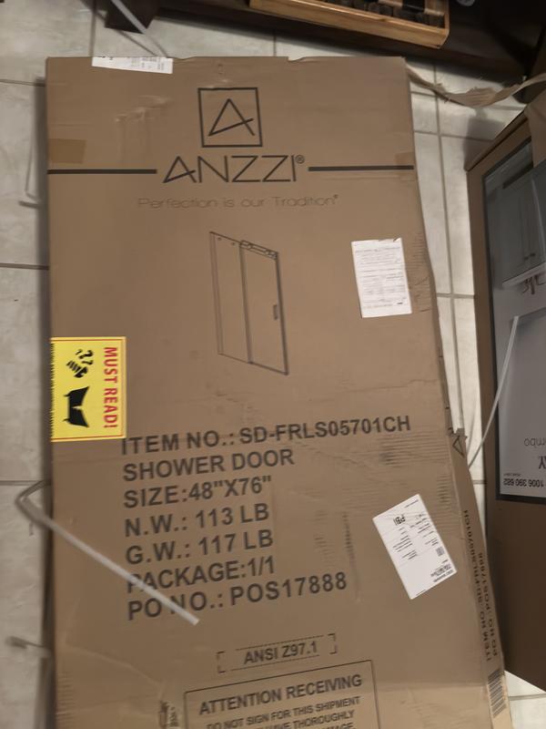 ANZZI Consort Series 60 in. x 72 in. H Hinged Frameless Shower