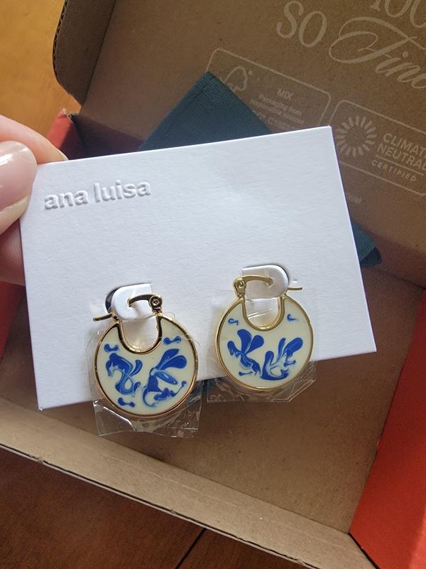 Enamel Earrings - Hana Marble Blue | Ana Luisa | Online