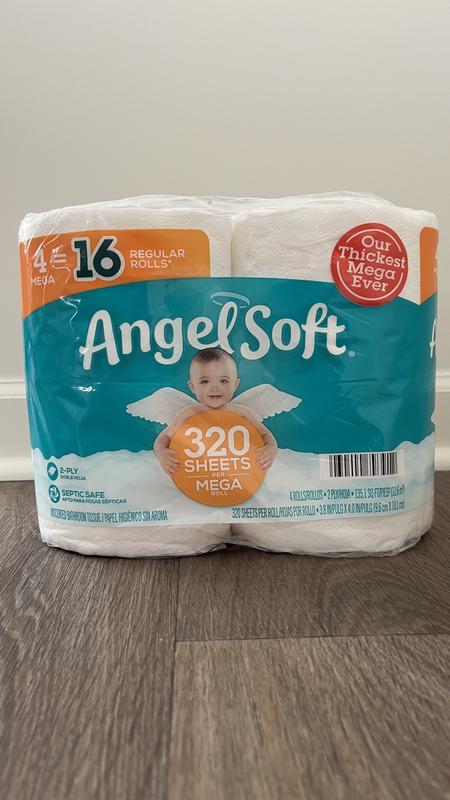  Angel Soft® Toilet Paper, 8 Mega Rolls = 32 Regular Rolls, 2-Ply  Bath Tissue, 320 Sheets per Roll, 8 Count, White : Health & Household