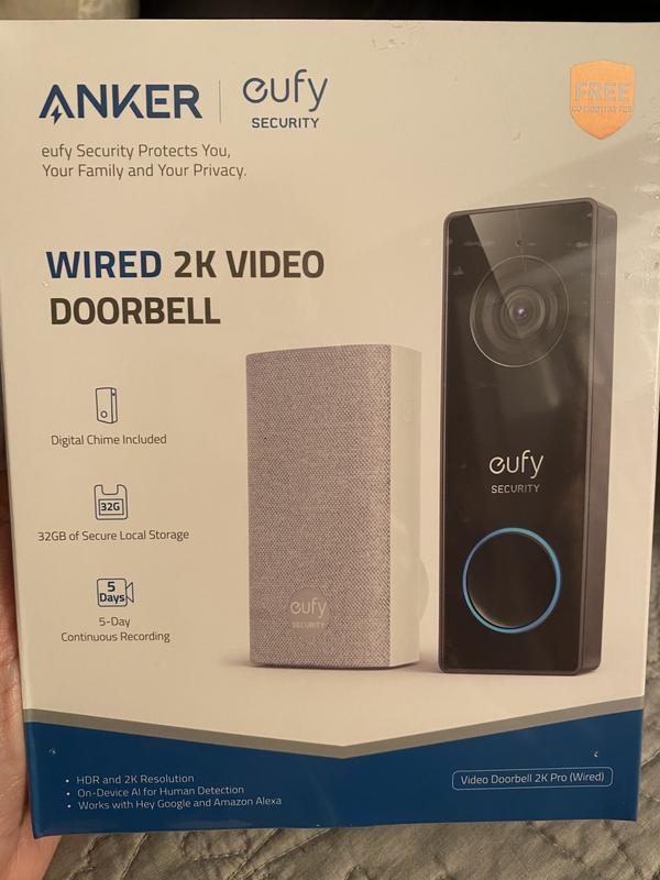 eufy Security WiFi Smart Video Doorbell, 2K Resolution, No Monthly Fees,  Secure Local Storage, Free Wireless Chime (Requires Existing Doorbell  Wires, 16-24 VAC, 30 VA or above) 