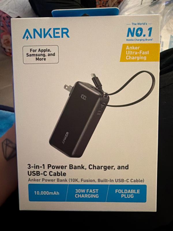 Anker Power Bank (10,000mAh, 30W, Built-In USB-C Cable) - A1637H11-1