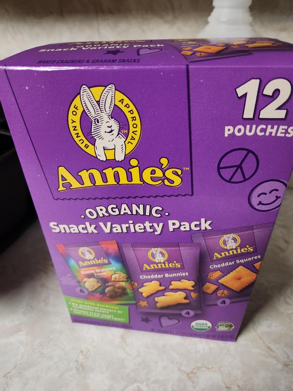Annie's Organic Variety Pack, Cheddar Bunnies, Bunny Grahams & Cheddar  Squares, 12 Pouches