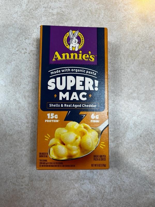 6 pack) Annie's SUPER! MAC Shells & White Cheddar Macaroni & Cheese Made  with Organic Pasta 