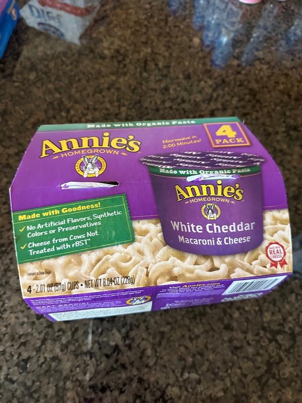 Annie's White Cheddar Microwavable Macaroni & Cheese Cup - 8.04/4ct : Target