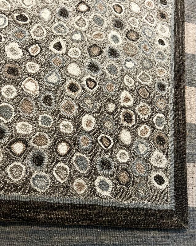 I love the patterns in the close-up. It gives the pattern “depth”. Colors are variegated greys, taupes, chocolates, creams.