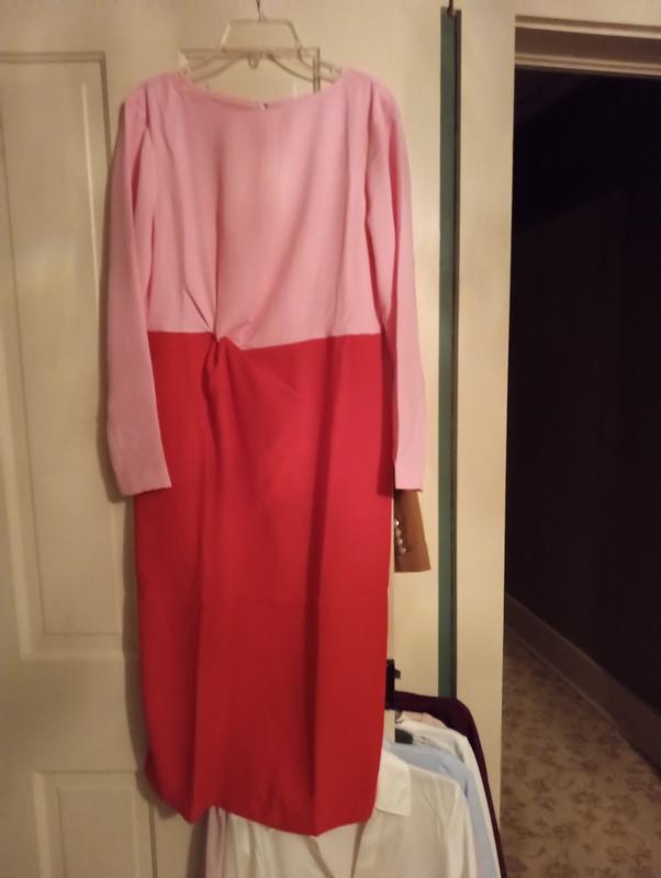 strapless open back dress Take Me Out Red and Pink Color Block Plus Size Dress – Haute2Wear