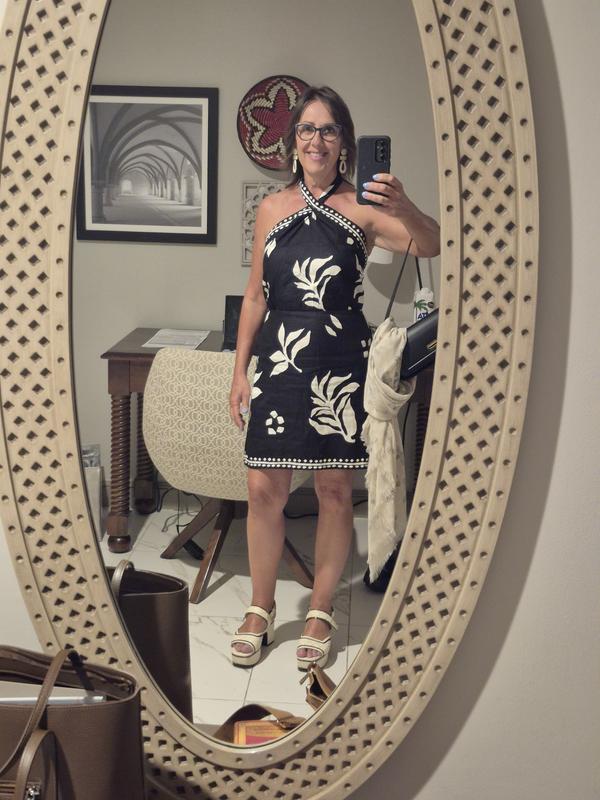 Petite Fern Linen Blend Mini Halter Dress