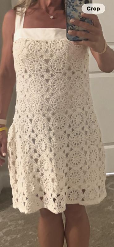 loft crochet mini dress Seafoam Sculpt Crochet Mini Dress Off White