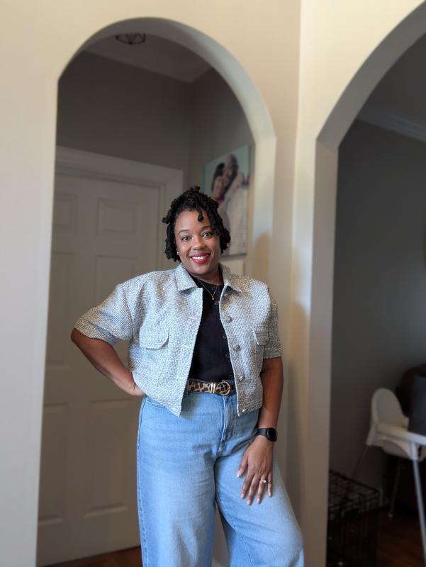 ス*。様 thetoe SHORT SLEEVE TWEED JACKET THETOE SHORT SLEEVE TWEED JACKET