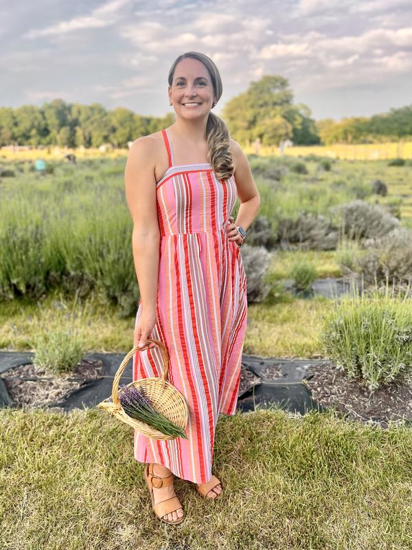 Striped Cross Back Maxi Dress