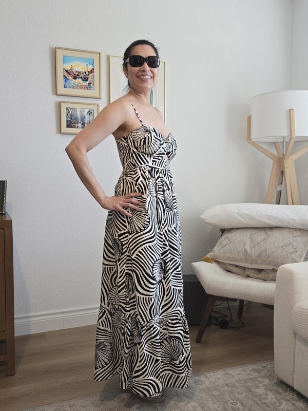 LOFT Beach Seashell Poplin Cutout Twist Maxi Pocket Dress