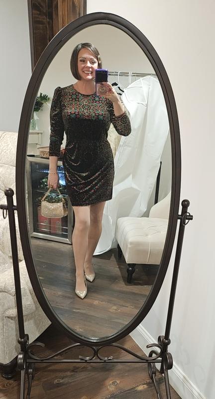 knee length dresses for ladies Velvet Mini Dress - Floral Bodycon Dress - Open Back Mini Dress
