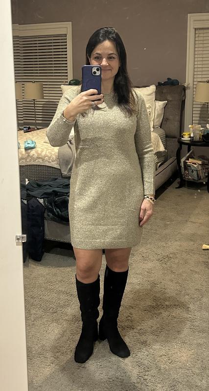 Petite Sequin Mini Sweater Dress