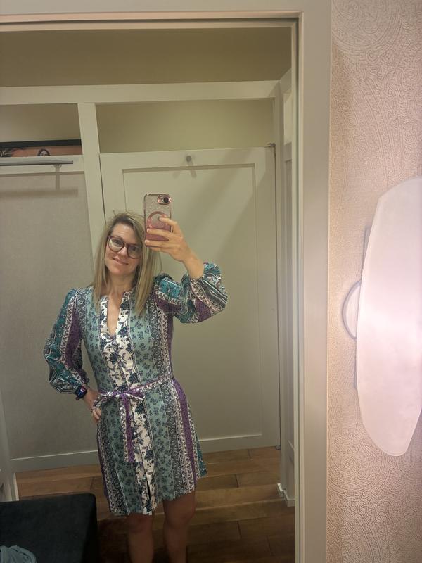 Floral Stripe Belted Mini Dress