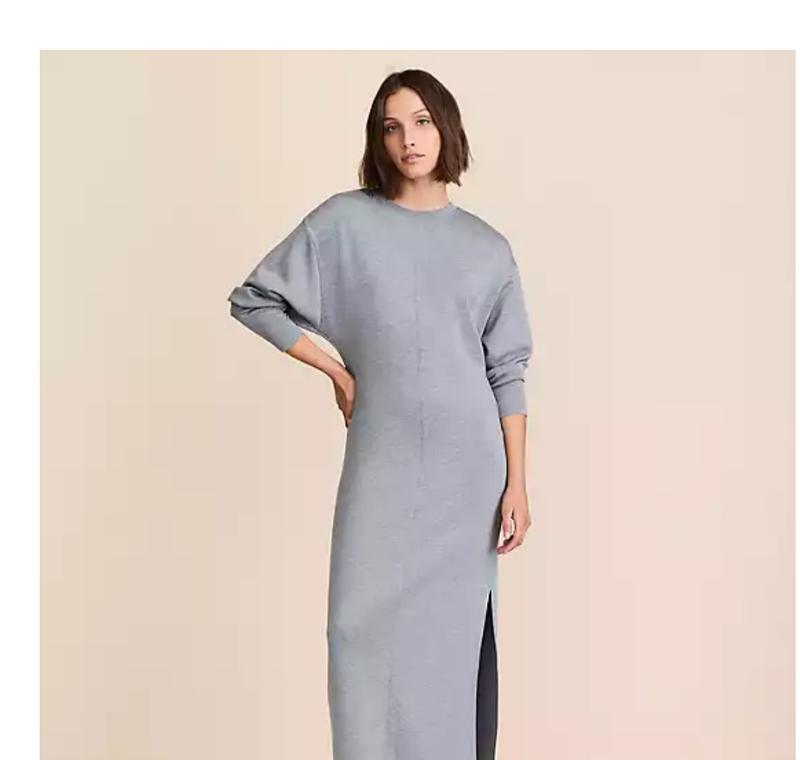 plus size long grey dress Final Sale Plus Size Gown in Silver Foil Fabric with Side Slit main image 0