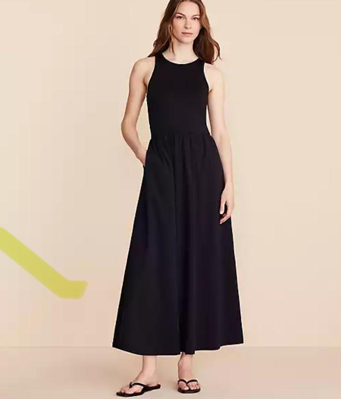 lou & grey wanderweave utility pocket dress Loft Lou Grey Wanderweave Mixed Media Maxi Pocket Dress