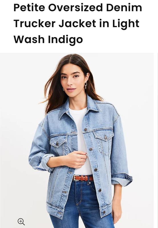 Petite Oversized Denim Trucker Jacket in Light Wash Indigo