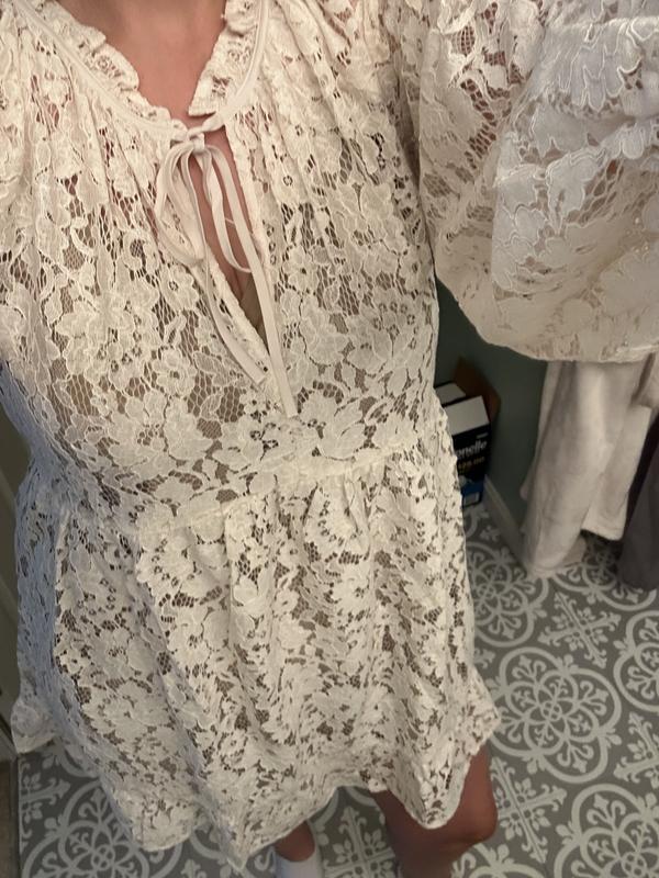 Floral Lace Flounce Mini Dress