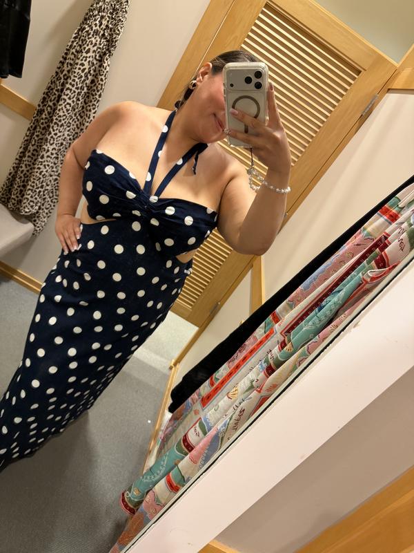 loft navy blue polka dot dress LOFT Plus Black White Polka Dot Dress Size 22W Size Career Work NWT