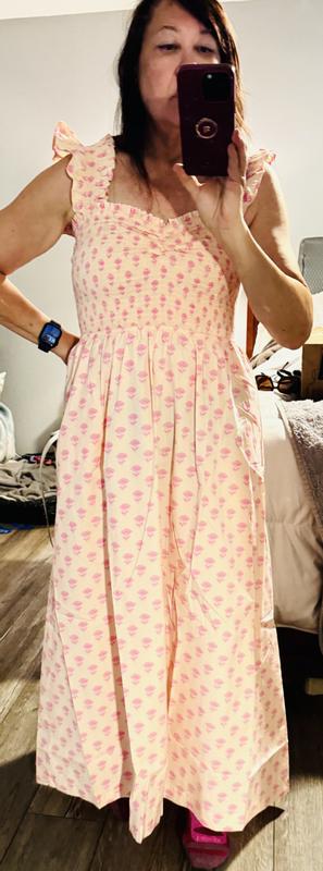 loft beach mosaic poplin ruffle strap maxi pocket dress Loft Beach Floral Linen Cotton Halter Maxi Pocket Dress Size XS White Women's