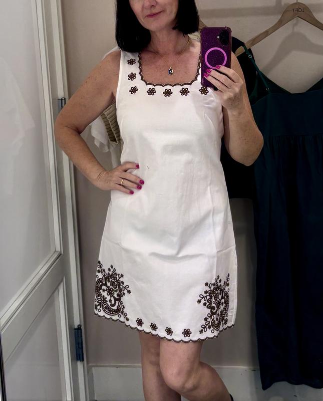 Petite Scalloped Floral Eyelet Mini Dress
