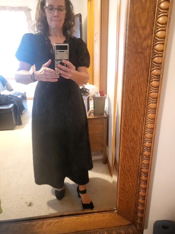 Lace Trim Linen Blend Midi Dress