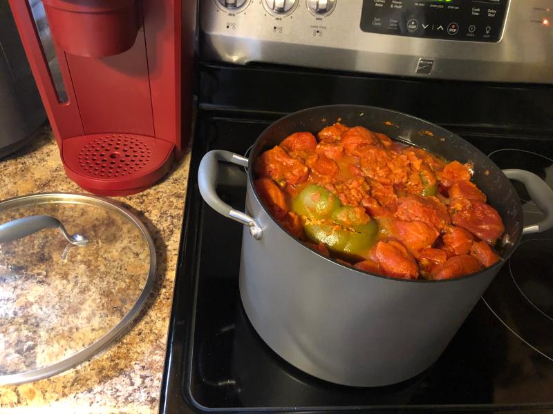 Tender stuffed peppers in a Anolon Stockpot