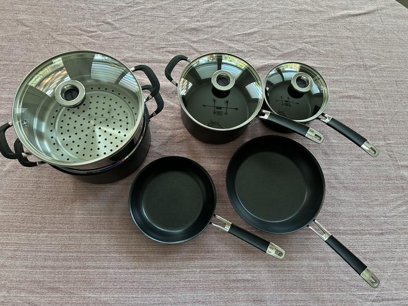 SmartStack Hard-Anodized Nesting Pots and Pans Set/Cookware Set