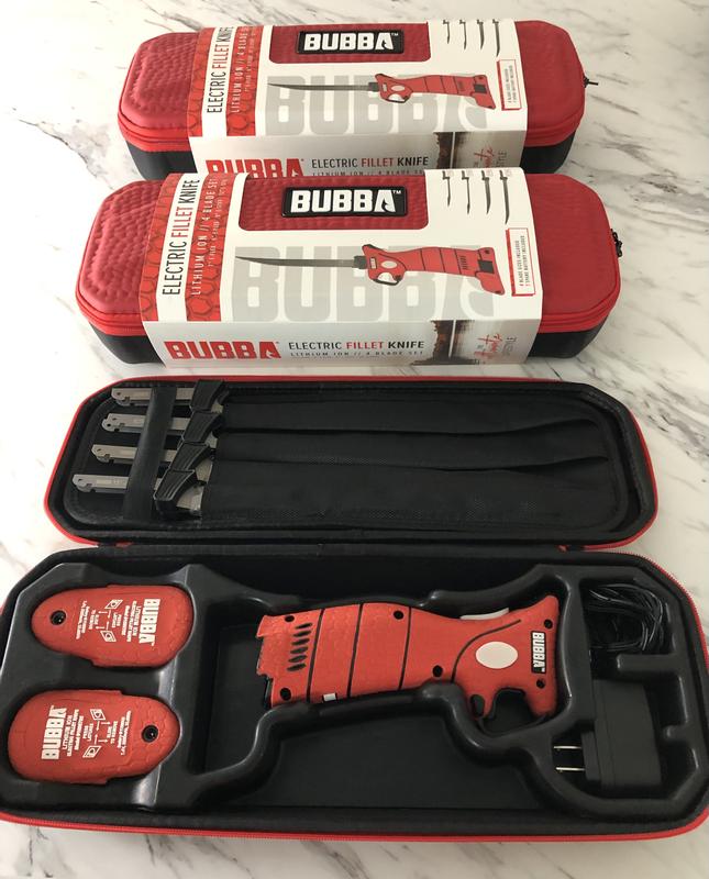 BUBBA BLADE ELECTRIC FILLET KNIFE LITHIUM ION BATTERY,-2 4 BLADE SET CARRY  CASE 661120416128