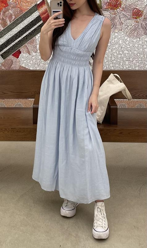 smocked waist maxi dress