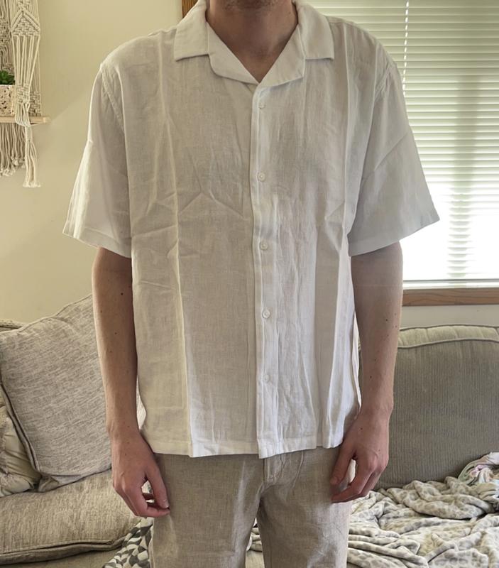 Men's Camp Collar Linen-Blend Shirt, Men's Clearance