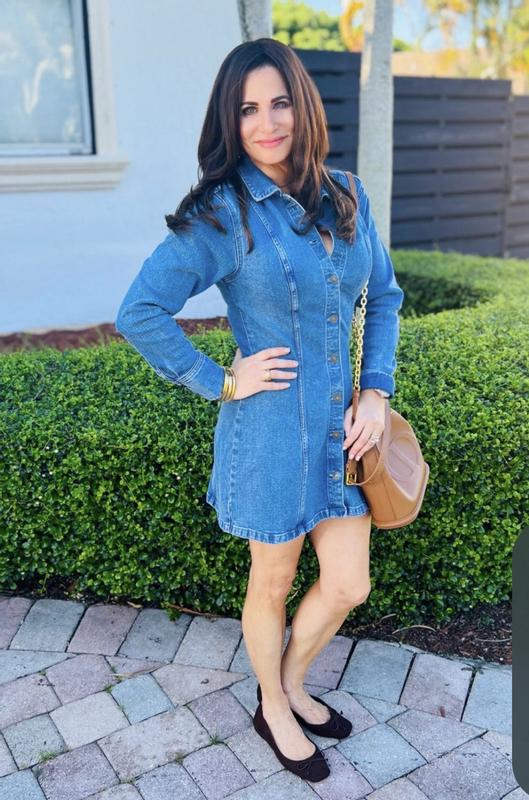 Denim button cheap dress