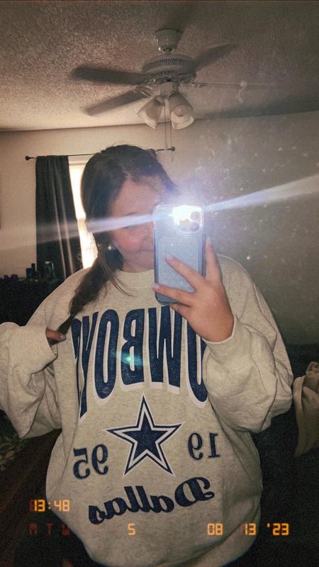 Women's Dallas Cowboys Graphic Oversized Sunday Crew in Light Grey | Size M | Abercrombie & Fitch